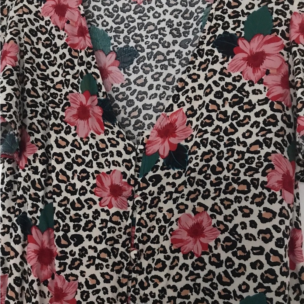 Floral Leopard Print Blouse